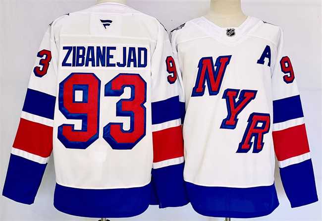 Men%27s New York Rangers #93 Mika Zibanejad White 2024-25 Stadium Series Stitched Jersey